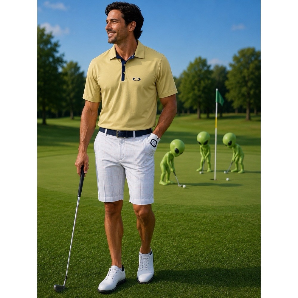 OAKLEY POLO GOLF SHIRT  MENS XL Polyester Performance YELLOW NAVY